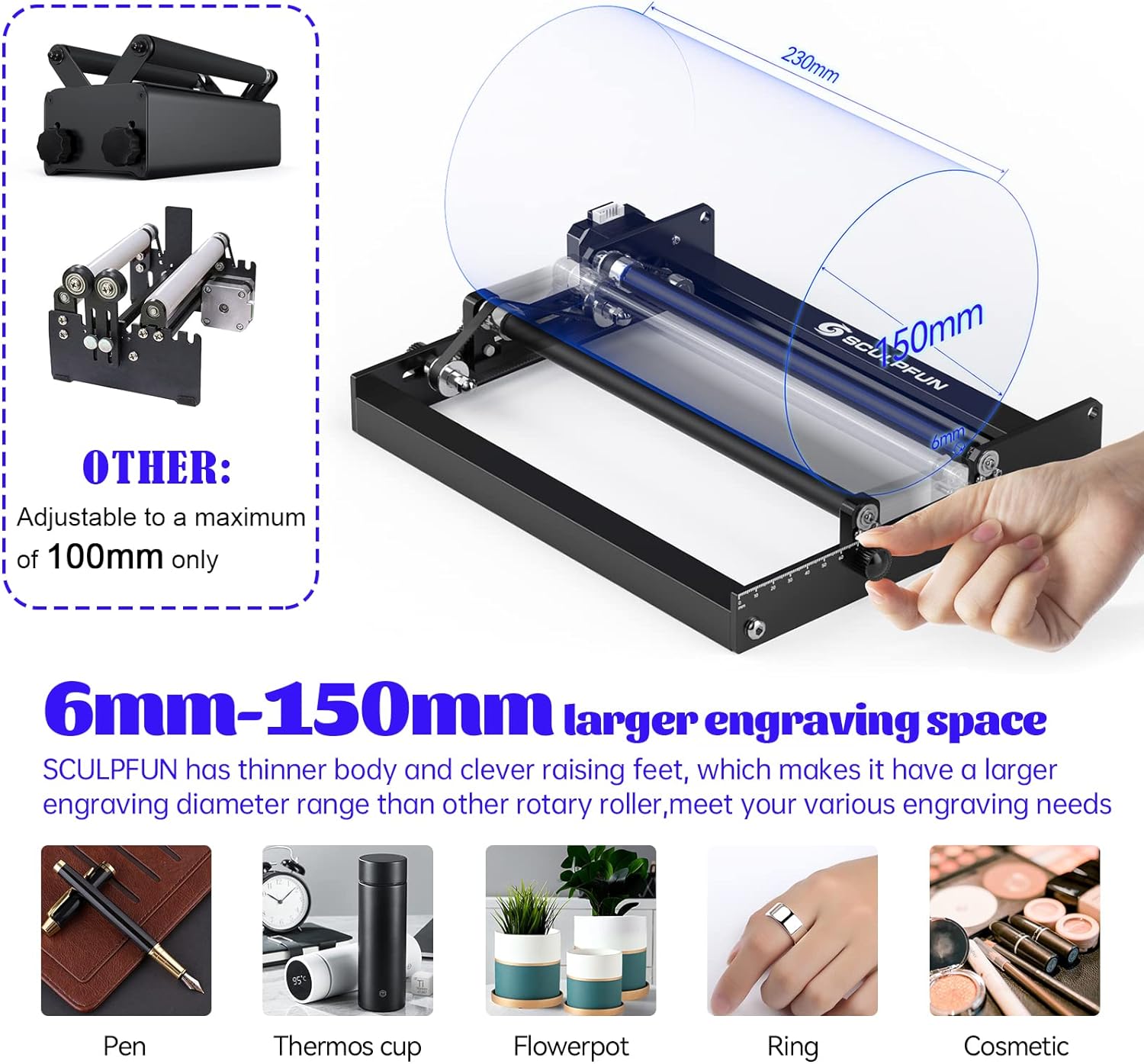 SCULPFUN Laser Rotary Roller L - огляд і ціна Rotary Axis Laser Engraver
