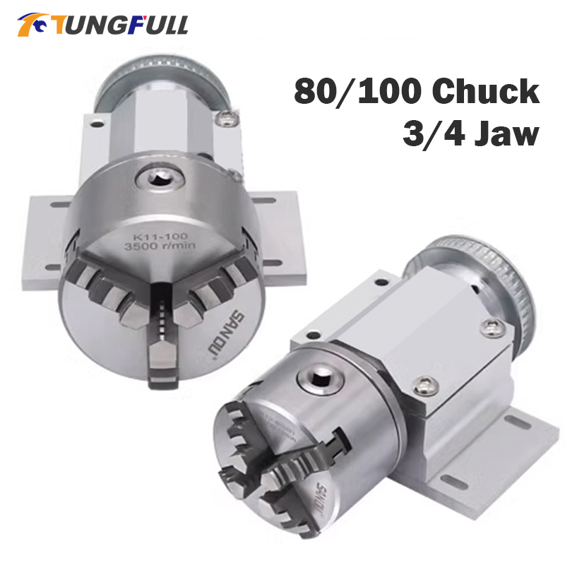 3 Jaw Chuck 100mm 80mm 4 Jaw C - огляд і ціна Rotary Axis Laser Engraver