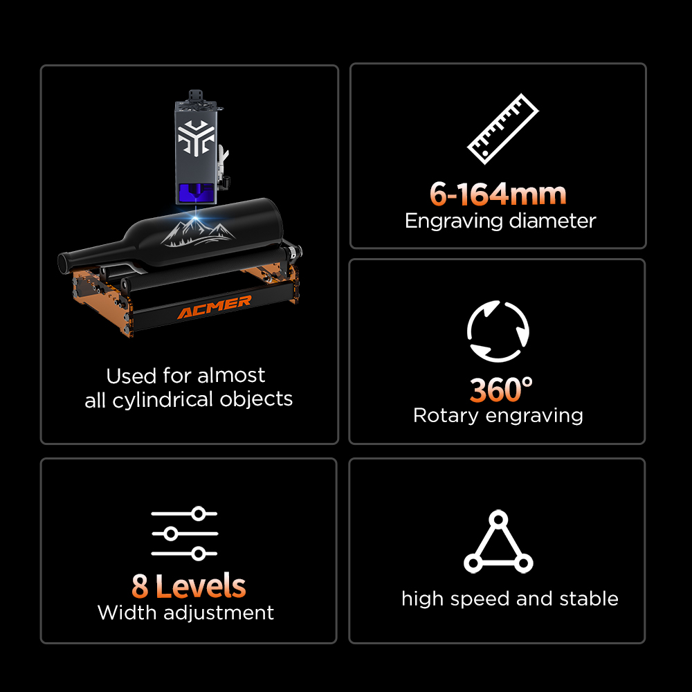 ACMER M3 Laser Rotary Roller 3 - огляд і ціна Rotary Axis Laser Engraver